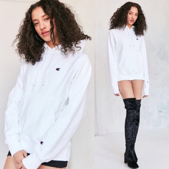 Champion Tops - Champion x UO White Reverse Weave Hoodie
